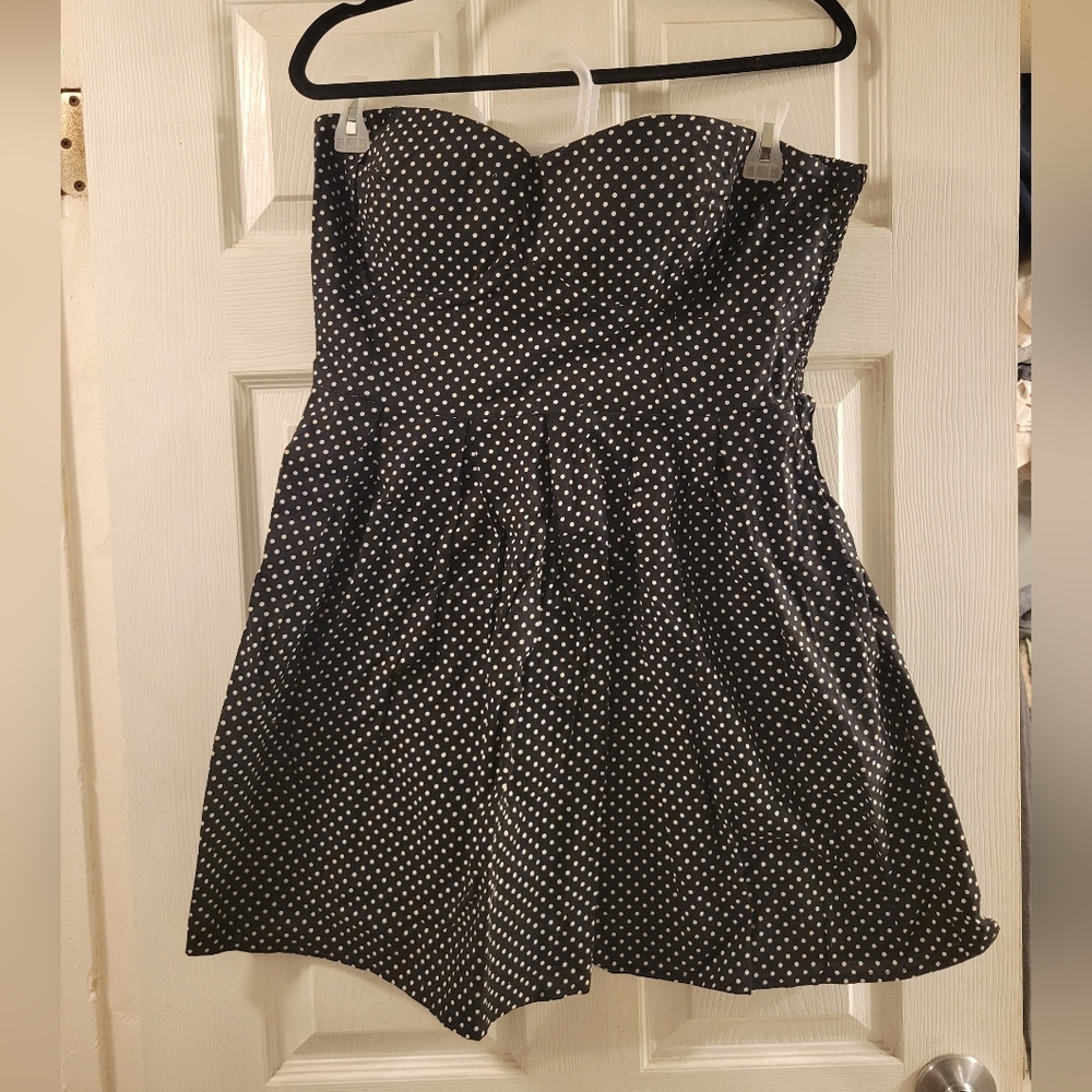 No Boundaries Black and White Strapless Dress
